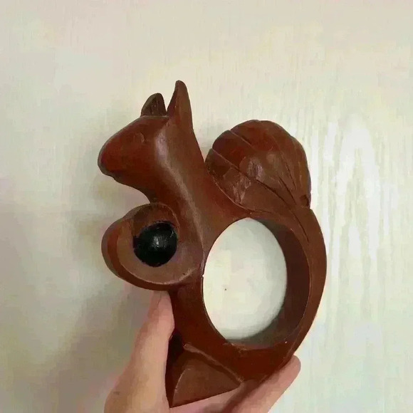 Vintage Wood Brown Squirrel Circle Picture Frame Home Decor Animal Cottagecore - Picture 8 of 10